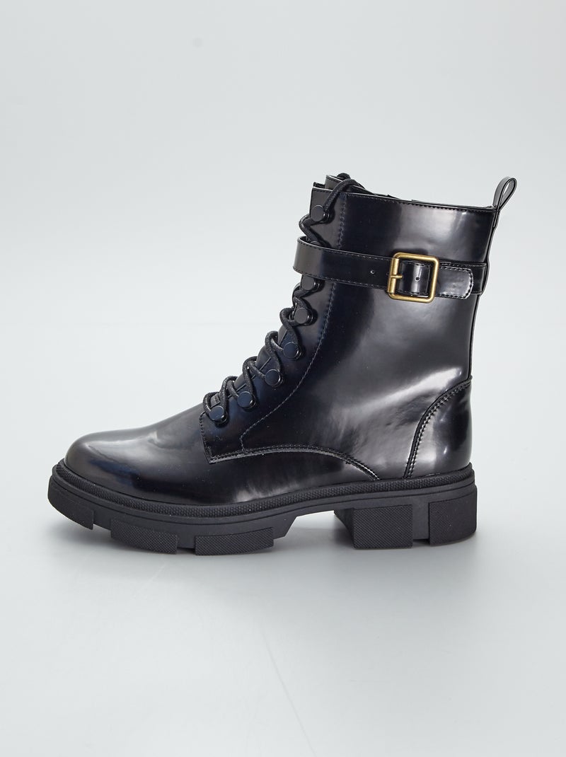 Botines estilo militar Negro - Kiabi
