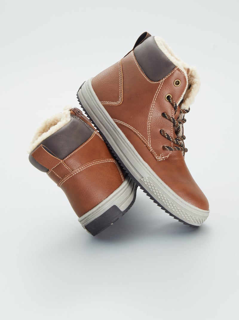 Botines estilo zapatillas con forro BEIGE - Kiabi