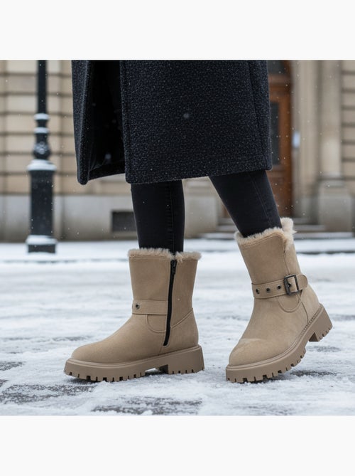 Botines forradas mujer ante cremallera suela crantada ozabi - Kiabi Botines forradas mujer ante cremallera suela crantada ozabi - Kiabi
