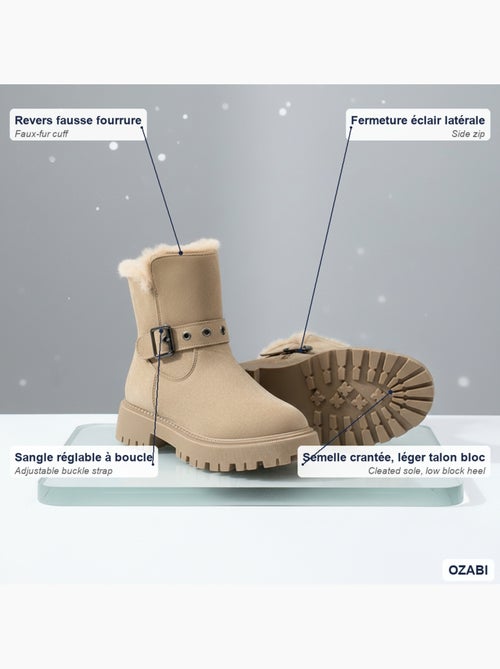 Botines forradas mujer ante cremallera suela crantada ozabi - Kiabi Botines forradas mujer ante cremallera suela crantada ozabi - Kiabi