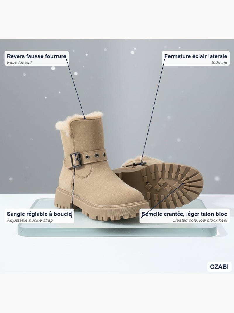 Botines forradas mujer ante cremallera suela crantada ozabi Taupe - Kiabi