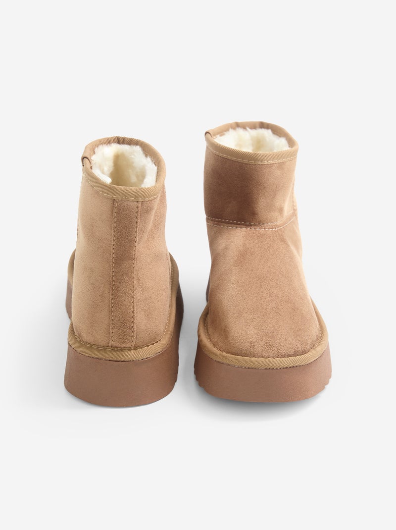 Botines forrados con suela de cuña Marron - Kiabi