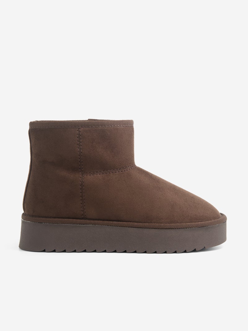 Botines forrados con suela de cuña Marron - Kiabi