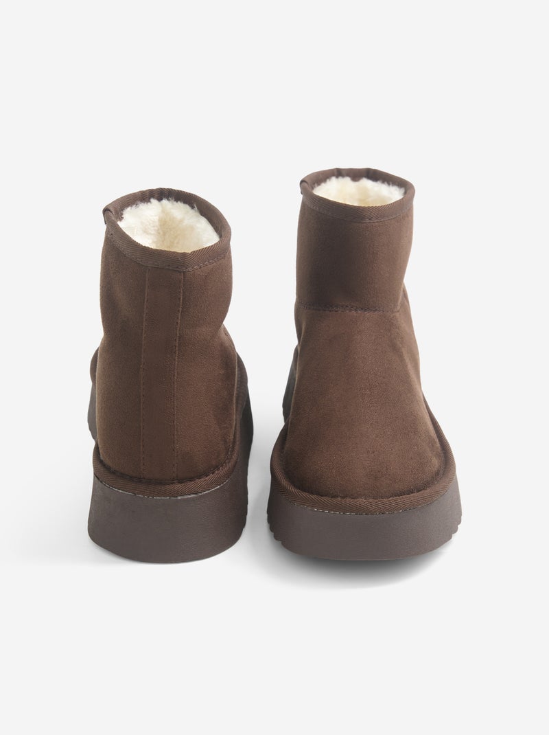 Botines forrados con suela de cuña Marron - Kiabi