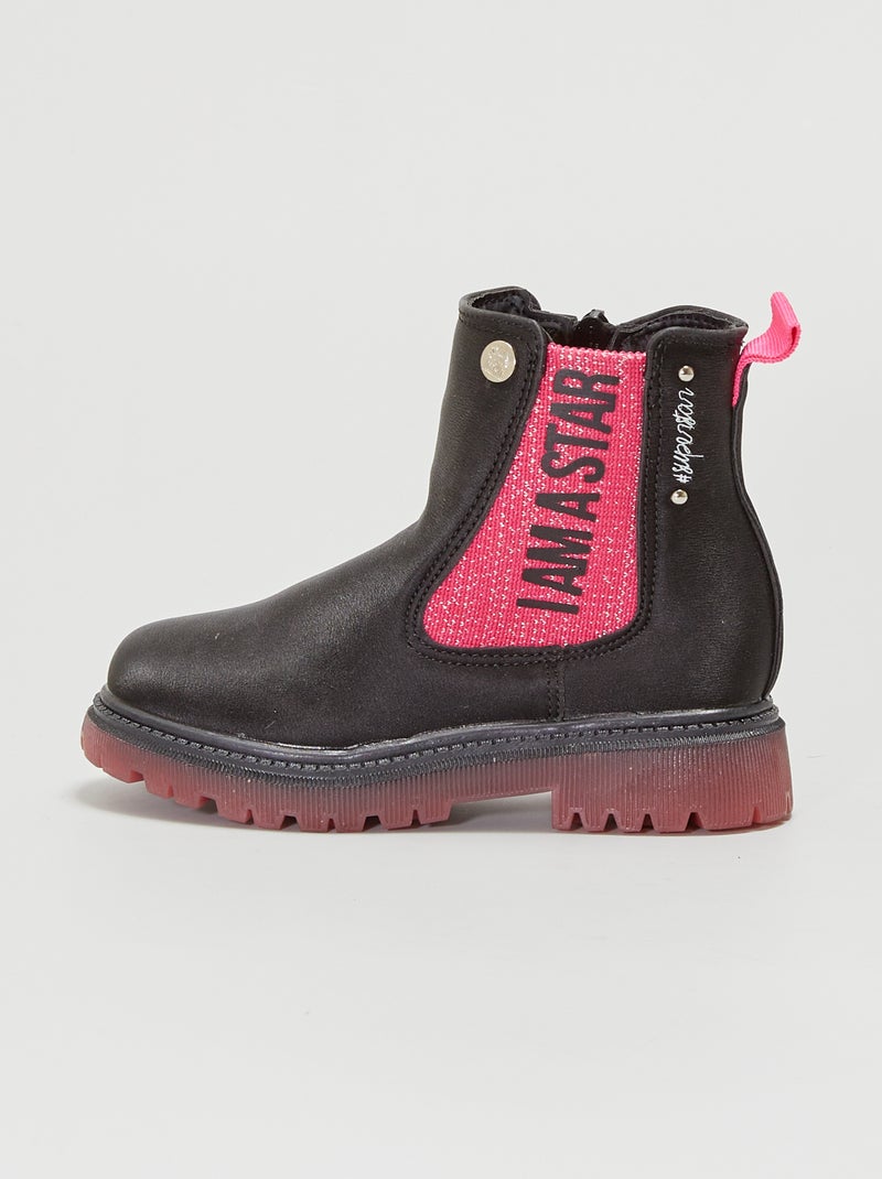 Botines lisos - 'I am girly' - negro NEGRO - Kiabi