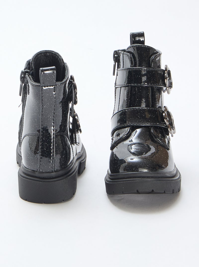 Botines lisos con lentejuelas Negro - Kiabi