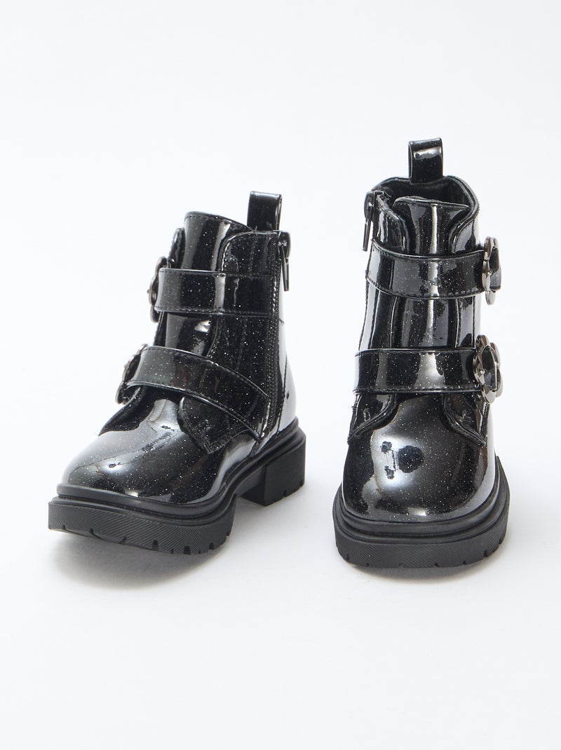 Botines lisos con lentejuelas Negro - Kiabi