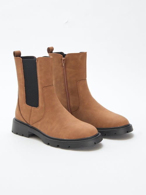 Botines modelo Chelsea de material sintético con fuelles elásticos - Kiabi