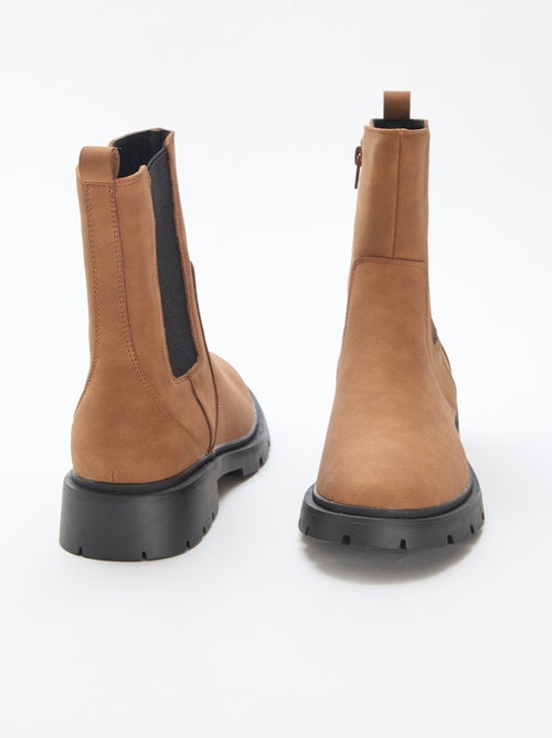 Botines modelo Chelsea de material sintético con fuelles elásticos - Kiabi