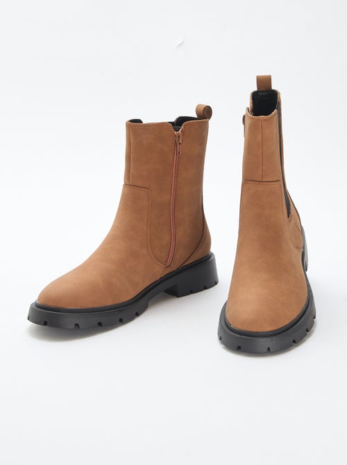 Botines modelo Chelsea de material sintético con fuelles elásticos - Kiabi