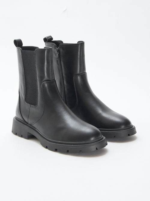 Botines modelo Chelsea de material sintético con fuelles elásticos - Kiabi