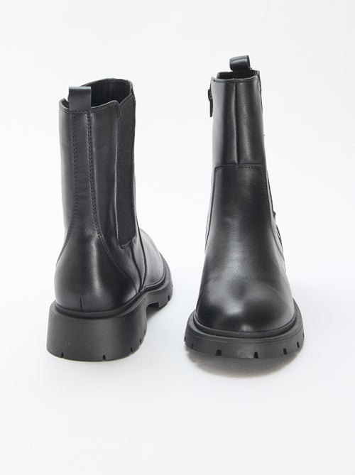 Botines modelo Chelsea de material sintético con fuelles elásticos - Kiabi