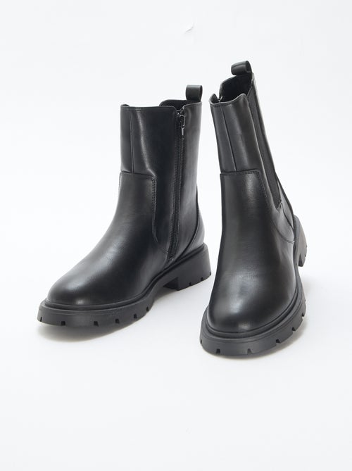 Botines modelo Chelsea de material sintético con fuelles elásticos - Kiabi