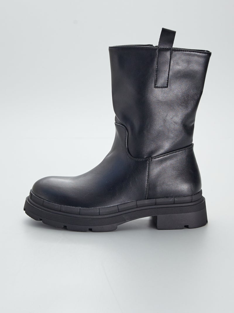 Botines moteros altos negro - Kiabi