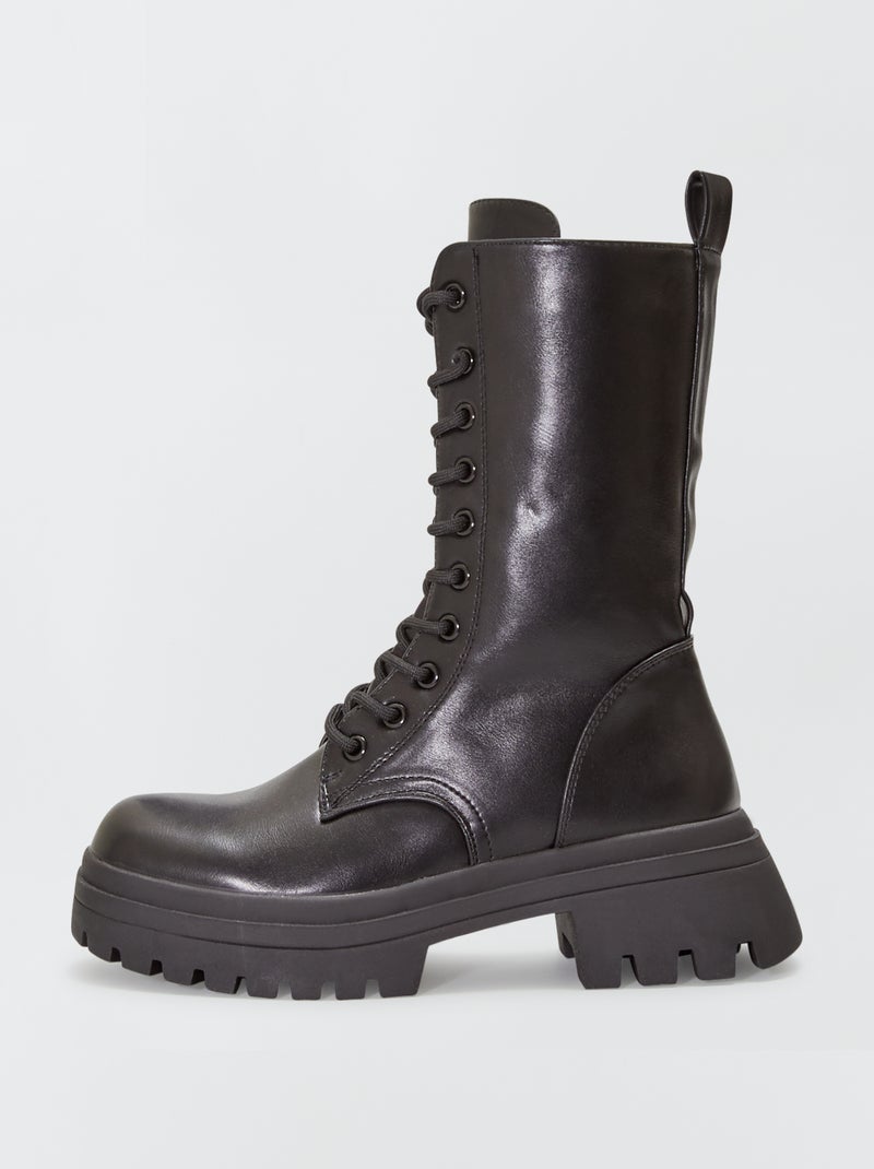 Botines moteros con hebilla dorada ancha NEGRO - Kiabi