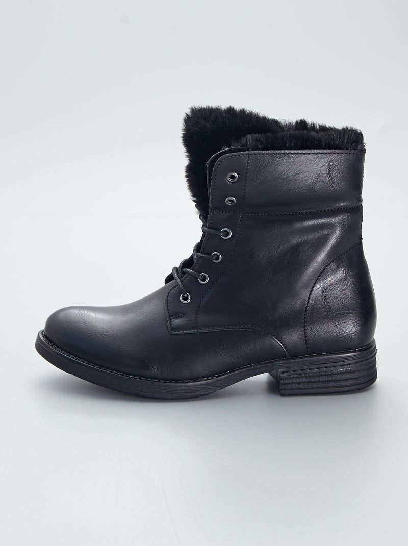 Botines moteros forrados negro - Kiabi