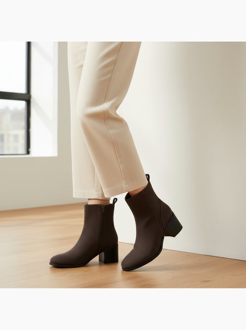 Botines mujer ante cremallera tacón bloque 5 cm ozabi - Kiabi Botines mujer ante cremallera tacón bloque 5 cm ozabi - Kiabi