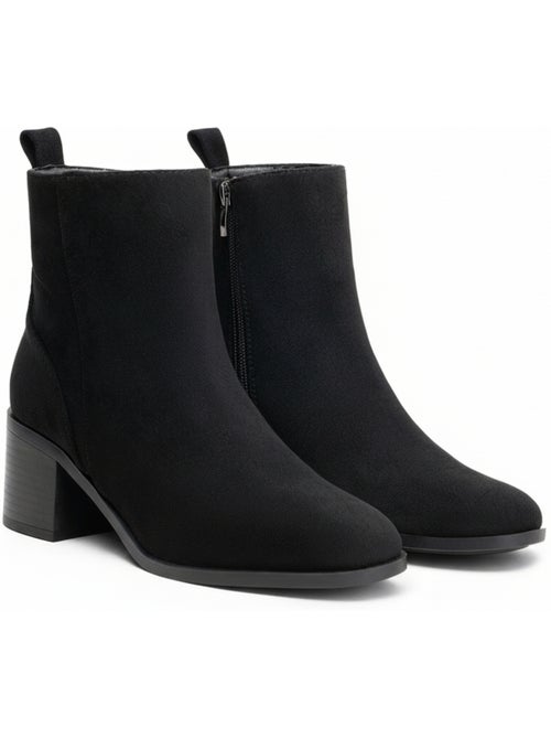 Botines mujer ante cremallera tacón bloque 5 cm ozabi - Kiabi Botines mujer ante cremallera tacón bloque 5 cm ozabi - Kiabi