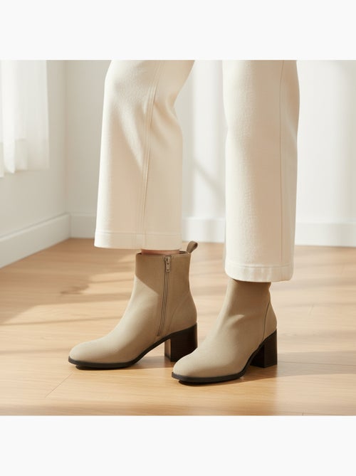 Botines mujer ante cremallera tacón bloque 5 cm ozabi - Kiabi Botines mujer ante cremallera tacón bloque 5 cm ozabi - Kiabi