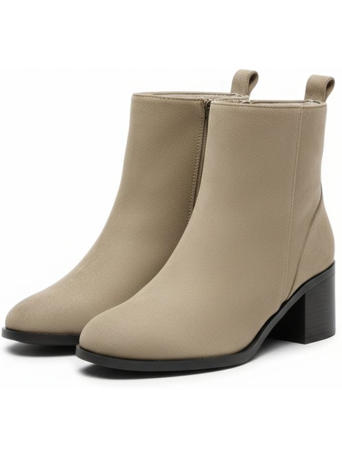 Botines mujer ante cremallera tacón bloque 5 cm ozabi - Kiabi Botines mujer ante cremallera tacón bloque 5 cm ozabi - Kiabi