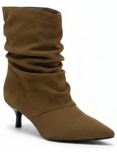 Botines mujer ante plisado tacón fino 4 cm punta puntiaguda ozabi - Kiabi Botines mujer ante plisado tacón fino 4 cm punta puntiaguda ozabi - Kiabi