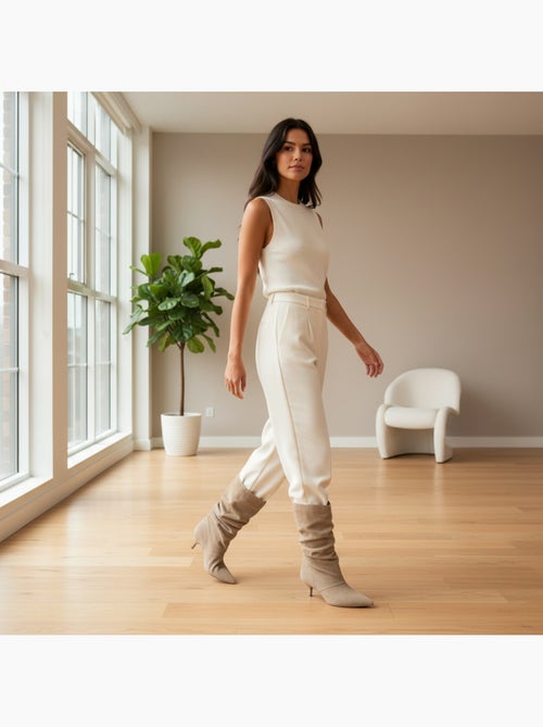 Botines mujer ante plisado tacón fino 4 cm punta puntiaguda ozabi - Kiabi Botines mujer ante plisado tacón fino 4 cm punta puntiaguda ozabi - Kiabi