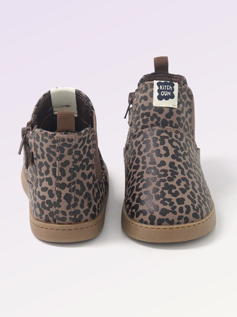 Botines sintéticos con fuelle elástico Beige - Kiabi