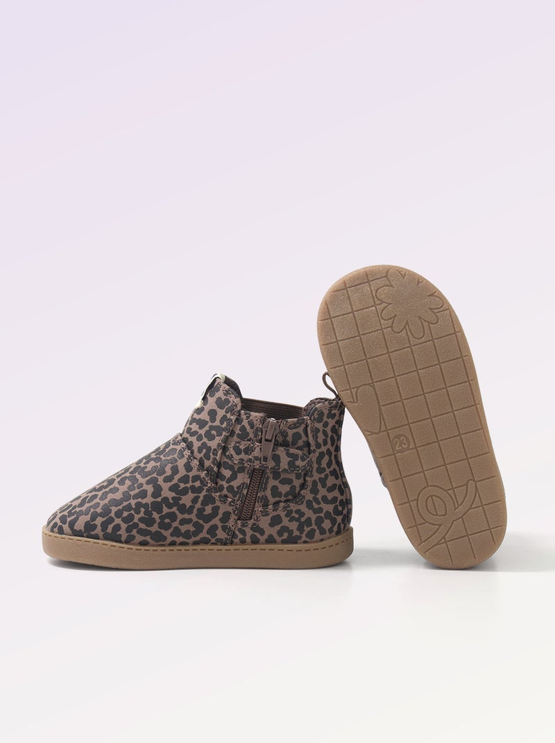 Botines sintéticos con fuelle elástico Beige - Kiabi