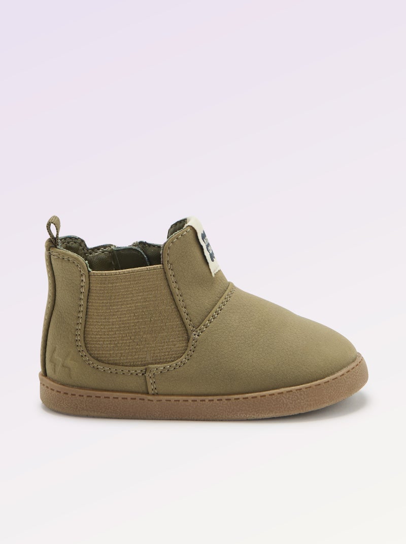Botines sintéticos con fuelle elástico Kaki - Kiabi
