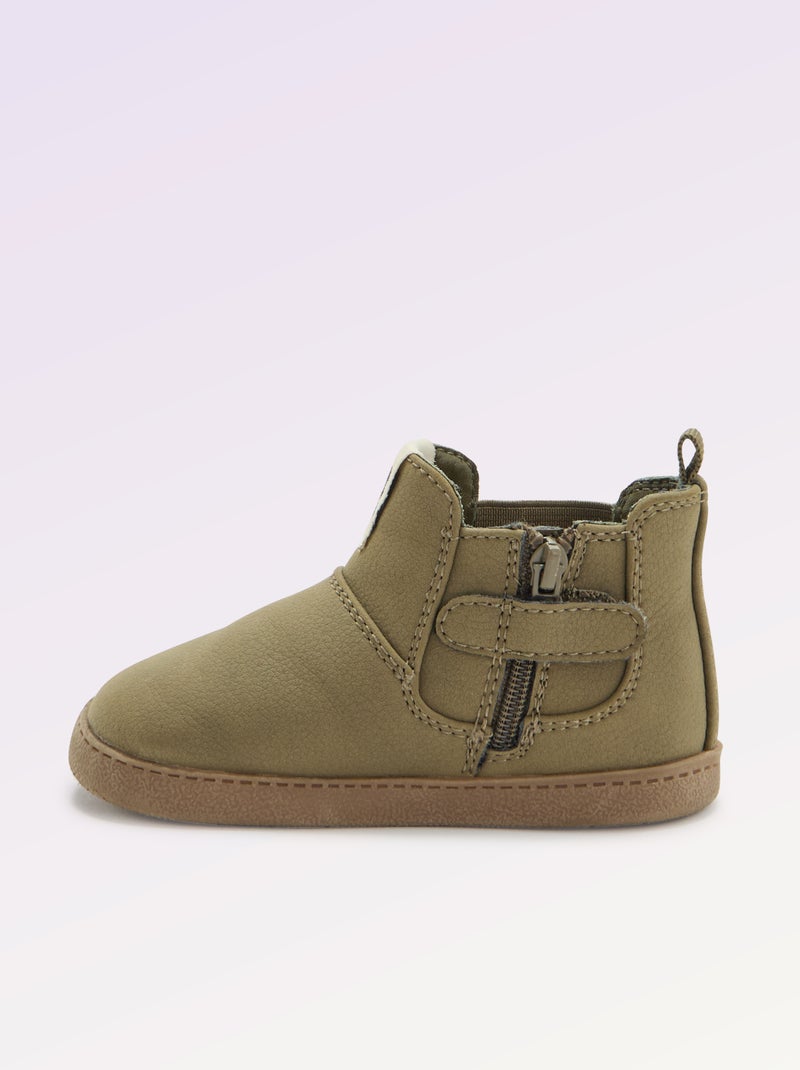 Botines sintéticos con fuelle elástico Kaki - Kiabi