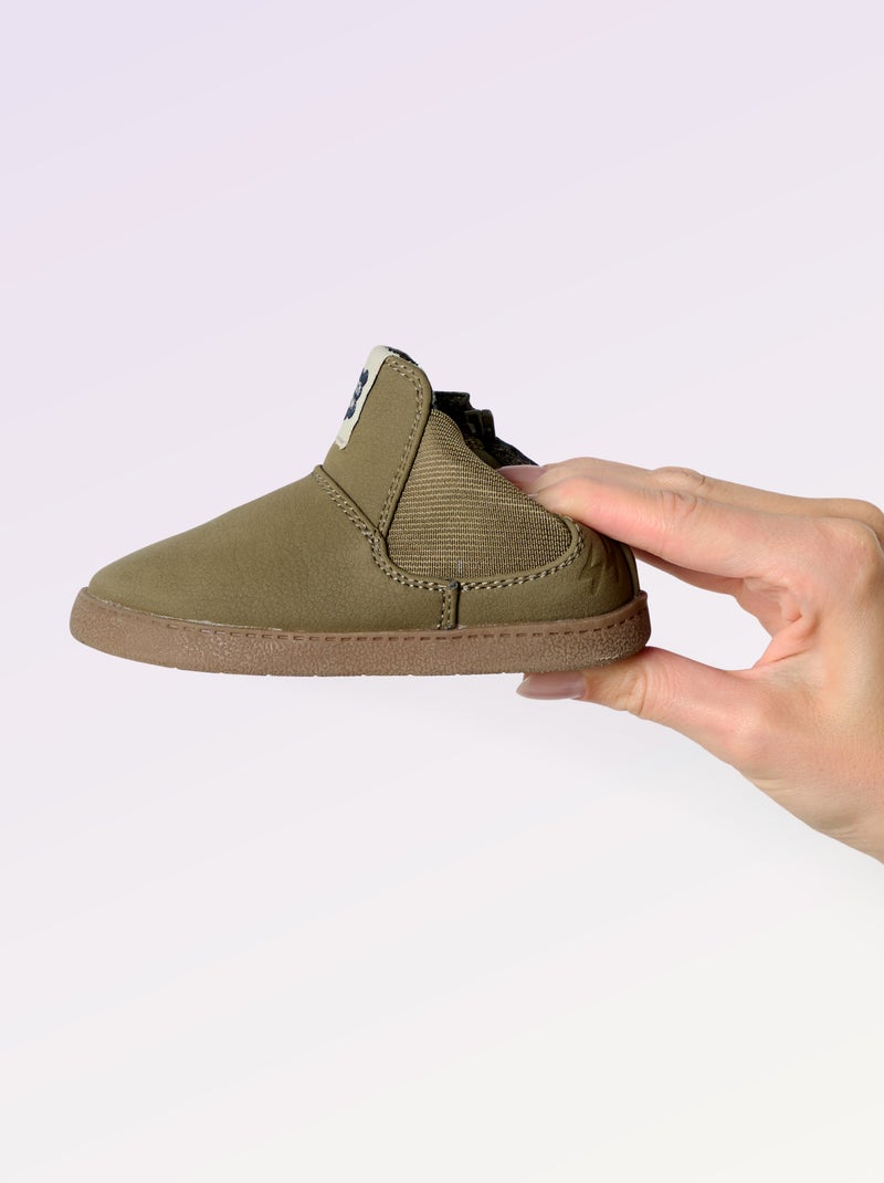 Botines sintéticos con fuelle elástico Kaki - Kiabi