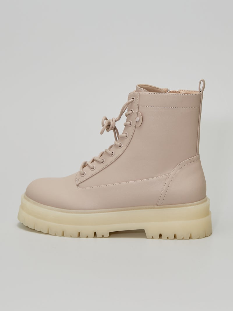 Botines sintéticos con suela gruesa beige - Kiabi
