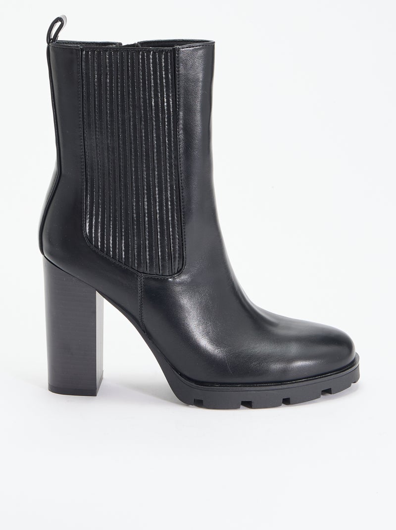 Botines sintéticos de tacón alto Negro - Kiabi