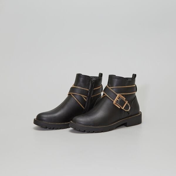 Botines sintéticos negros Mujer talla 34 a 48 - negro - Kiabi - 32,00€