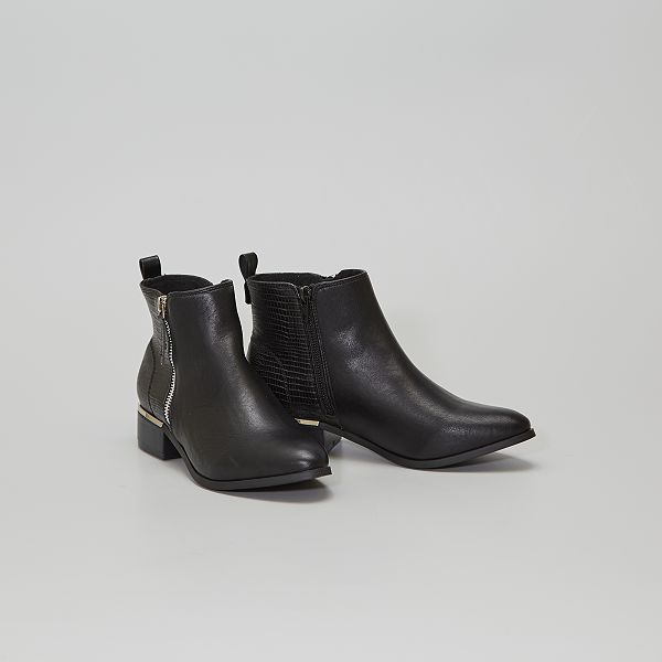 Botines textura Mujer talla 34 a 48 - negro - Kiabi - 30,00€