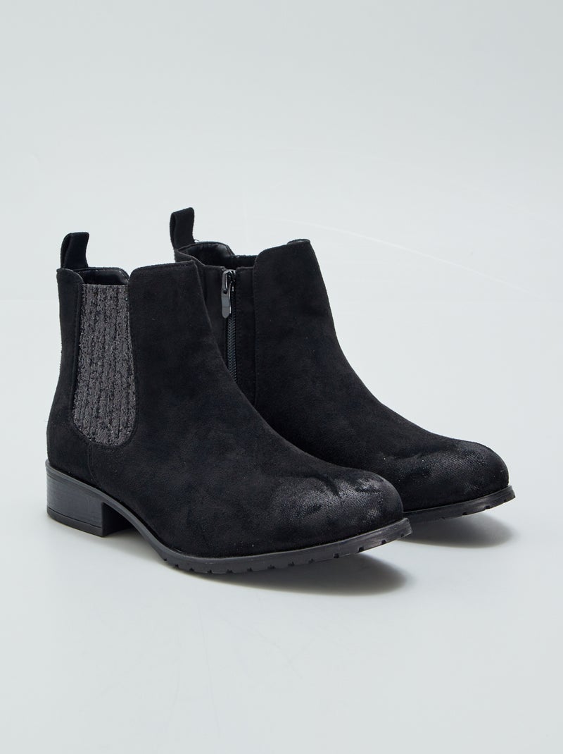 Botines tipo chelsea brillantes NEGRO - Kiabi