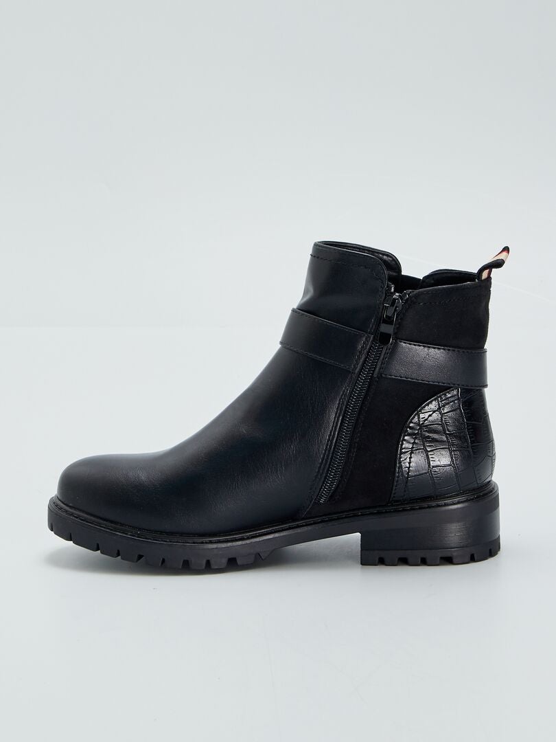 Botines tipo chelsea con hebilla NEGRO - Kiabi