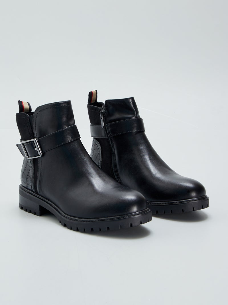 Botines tipo chelsea con hebilla NEGRO - Kiabi