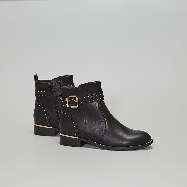 Botines tipo Chelsea con tachuelas Mujer talla 34 a 48 - negro - Kiabi -  39,00€