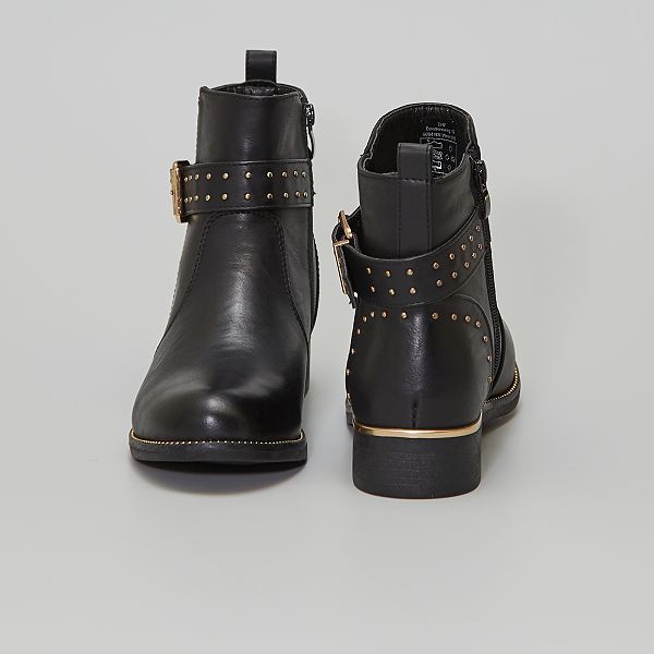 Botines tipo 'Chelsea' con tachuelas Mujer talla 34 a 48 - negro - Kiabi -  32,00€