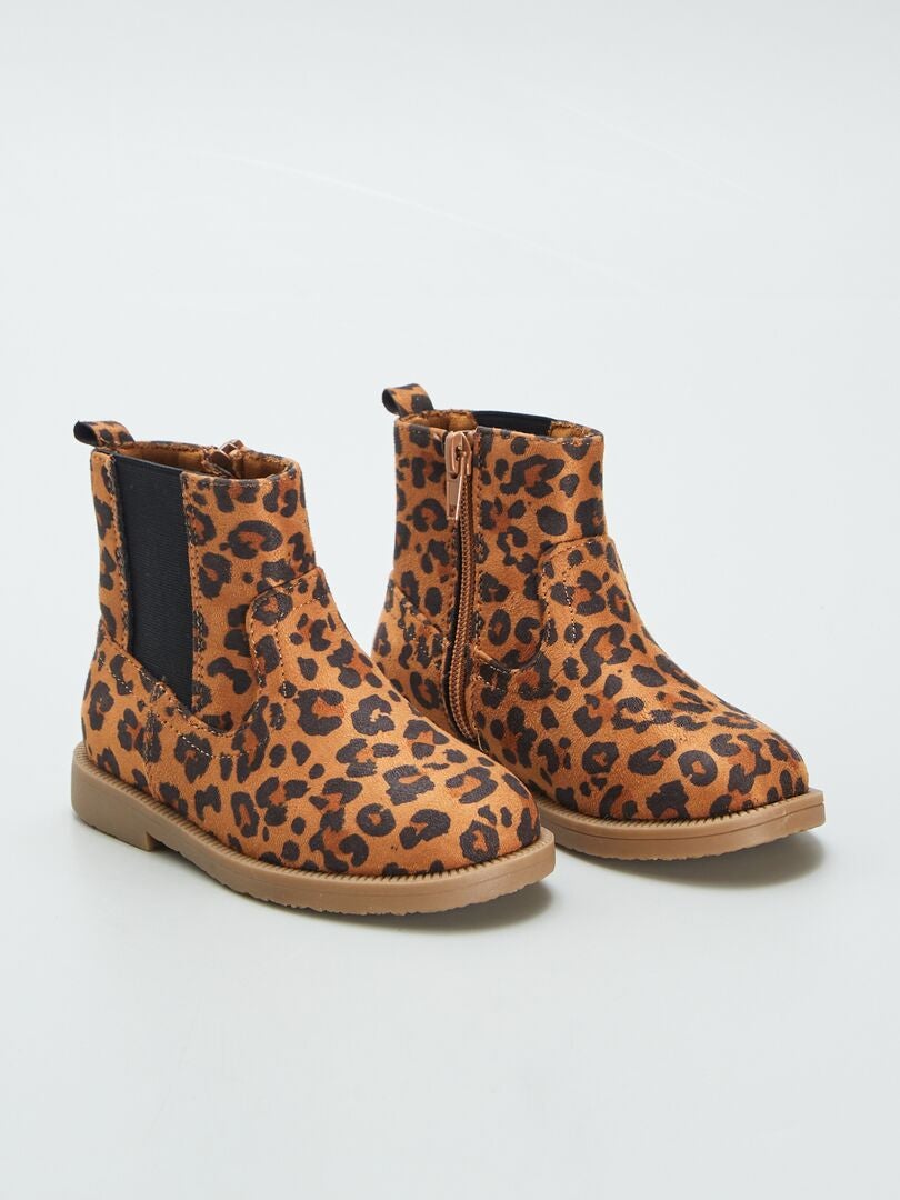 Botines tipo chelsea 'leopardo' MARRON - Kiabi