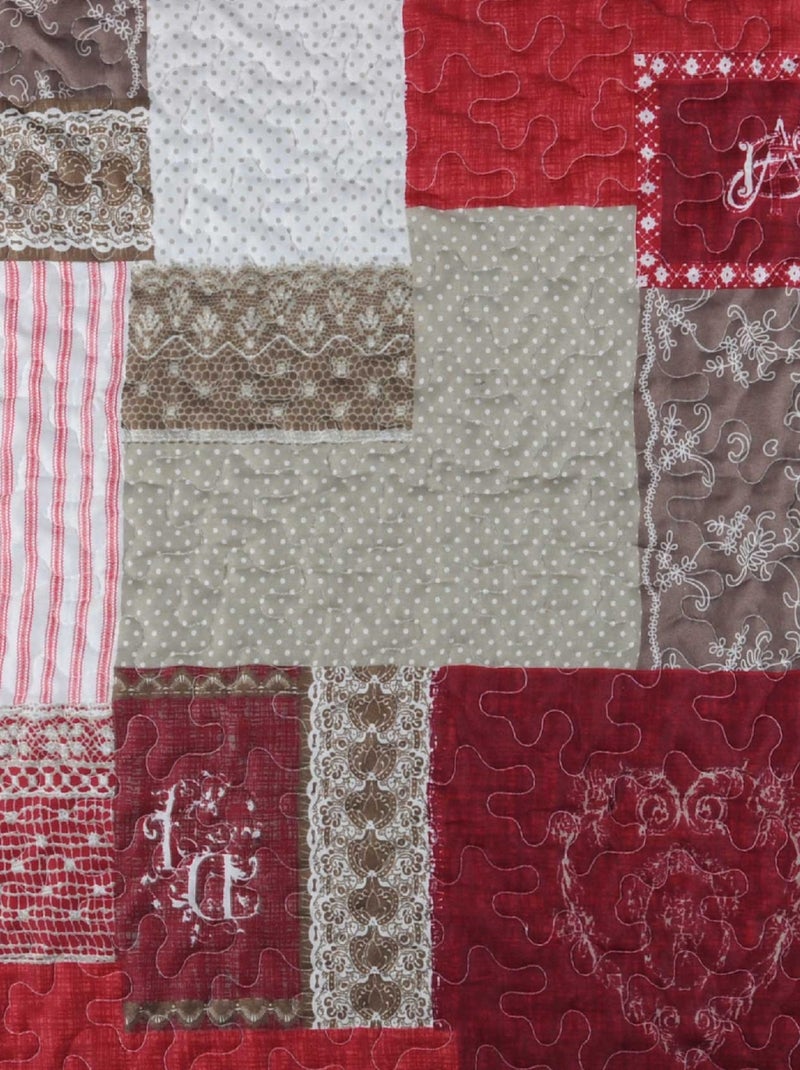 Boutis y fundas de almohada con romántico estampado de patchwork Rojo - Kiabi