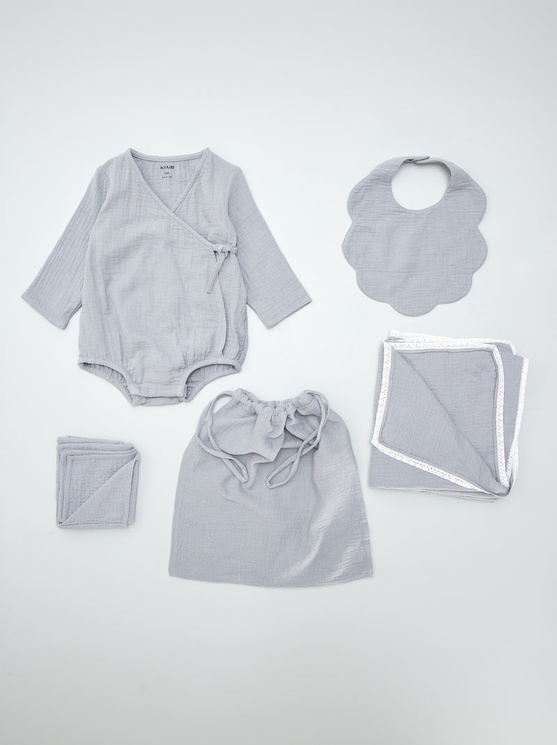 Box para recién nacido 'Welcome Baby' - 5 piezas GRIS - Kiabi