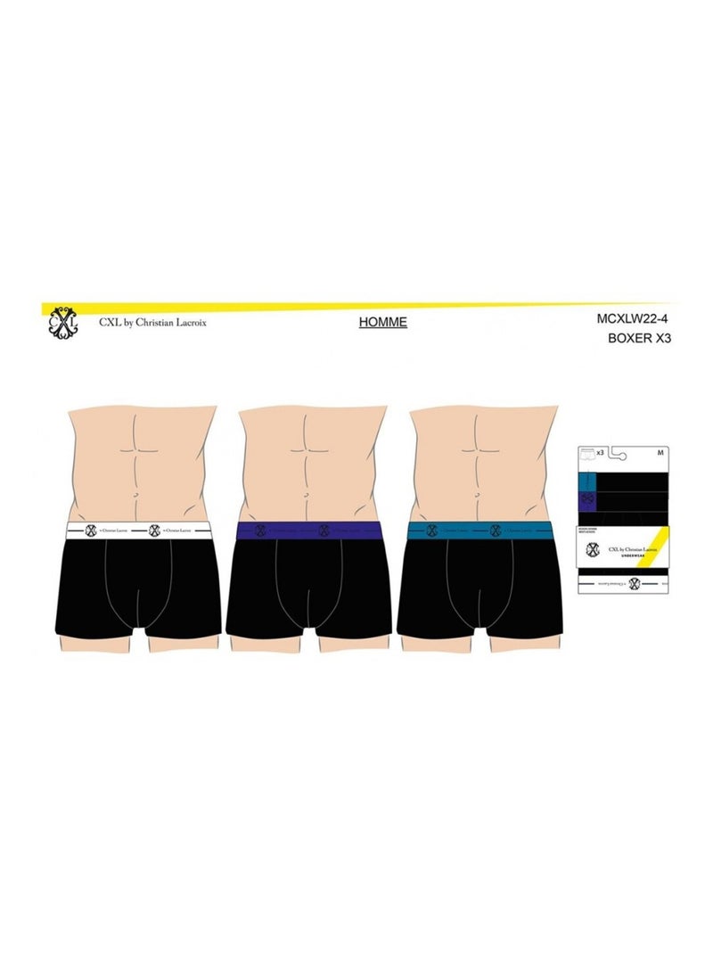 Bóxer CXL BY LACROIX - Pack de 3 Negro Multicolor - Kiabi