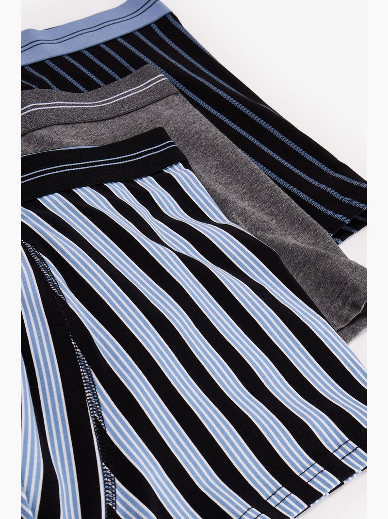 Bóxer de hombre a rayas penti Negro Azul Gris - Kiabi