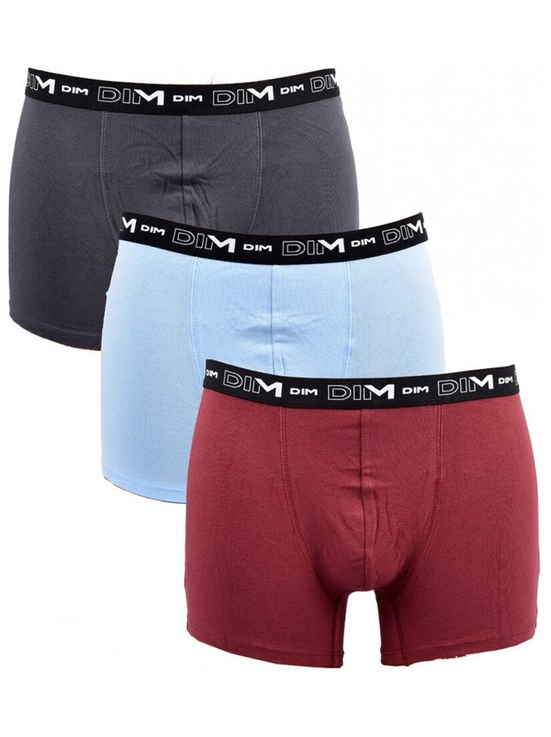 Bóxer DIM Pack de 3 Gris burdeos Azul - Kiabi