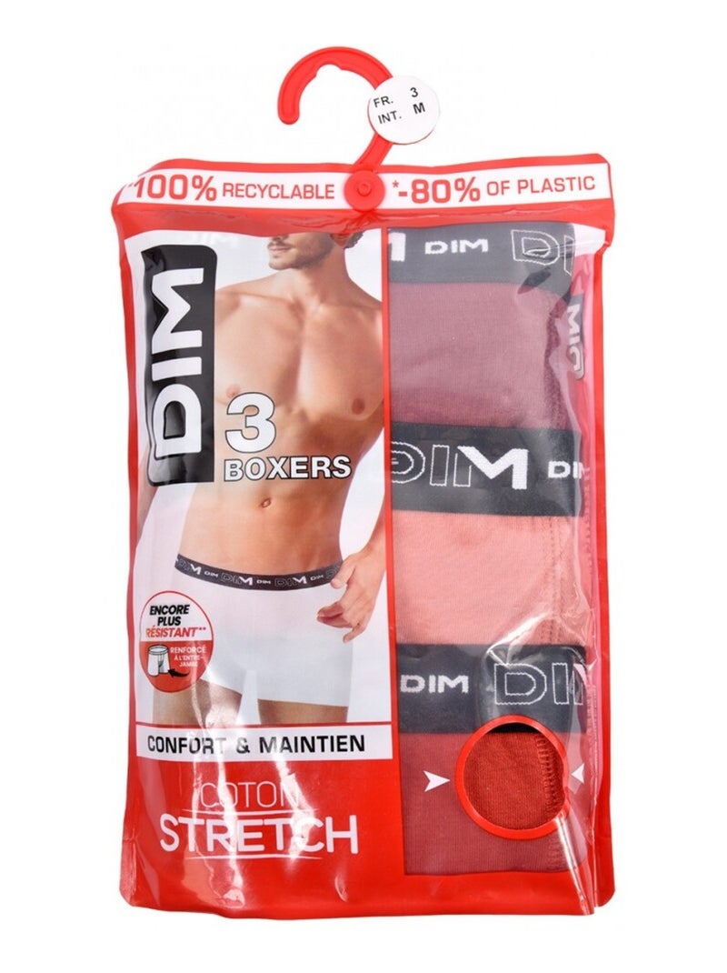Bóxer DIM Pack de 3 Rojo carmín - Kiabi