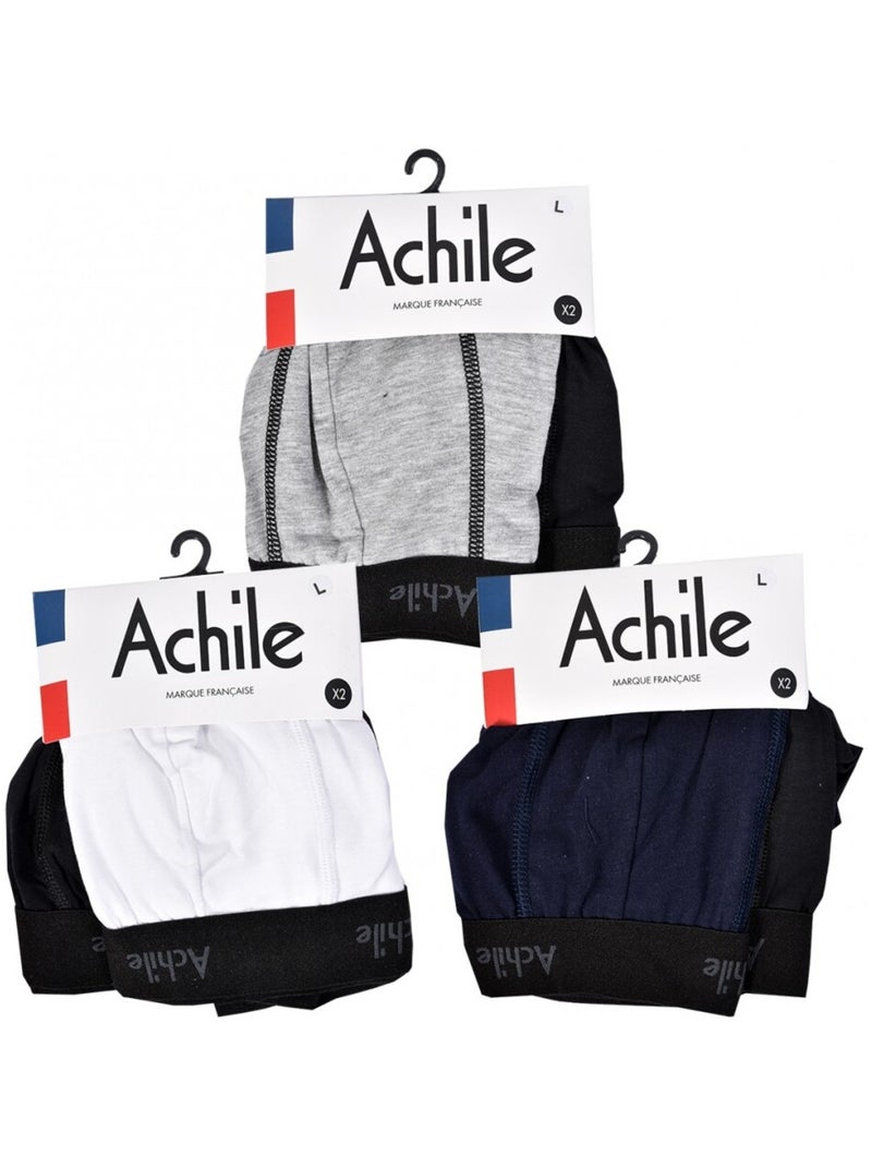 Bóxer Hombre ACHILE Ultra Confort Calidad Francesa - Pack de 6 Negro Multicolor Gris - Kiabi