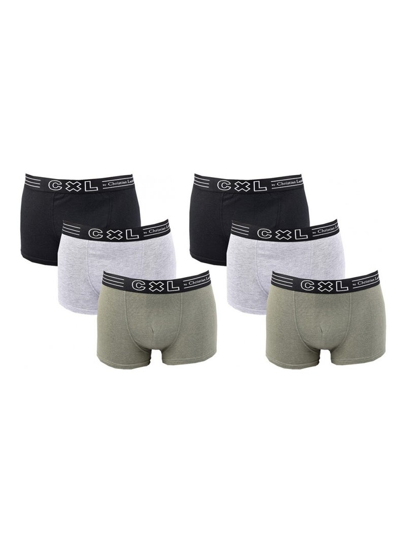 Bóxer hombre CXL BY LACROIX X6 - Pack de 6 Negro Verde Gris - Kiabi