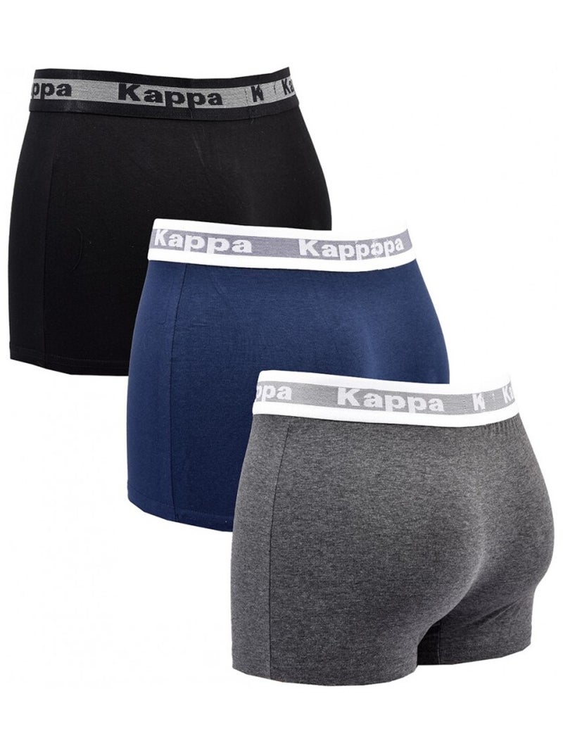 Bóxer hombre KAPPA - Pack de 3 Azul Gris Negro - Kiabi